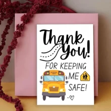 1pc A Thank-You Card For The School Bus Driver, Featuring A Message Of Gratitude From The Crossing Guard: 'Thank You For Keeping Me !' It Includes A Yellow School Bus And Road Sign Design - One Size Fits All - View 3