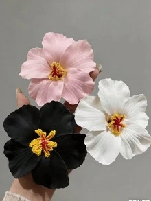 3pcs Hawaiian Hibiscus Foam Hair Claw Clips, Tropical Beach Vacation Hair Accessories, Wedding Party Headwear, Girls Bangs Clip - 3pcs Multicolor - View 4