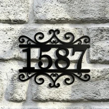 3 Sizes Available! Customized Outdoor Metal Door Number, Scroll Style Fashion Address Plate, Customized Vintage Door Number - Black - View 7