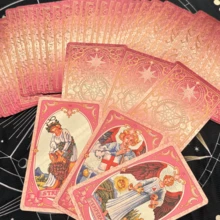 Classic Wett Tarot Gift Set, Pink Gold Starry Tarot Cards Made Of Waterproof PET Material, Comes With Velvet Card Bag And English Instruction Manual, Suitable For Gifting, Divination Experts And Beginners - Multicolor - View 3