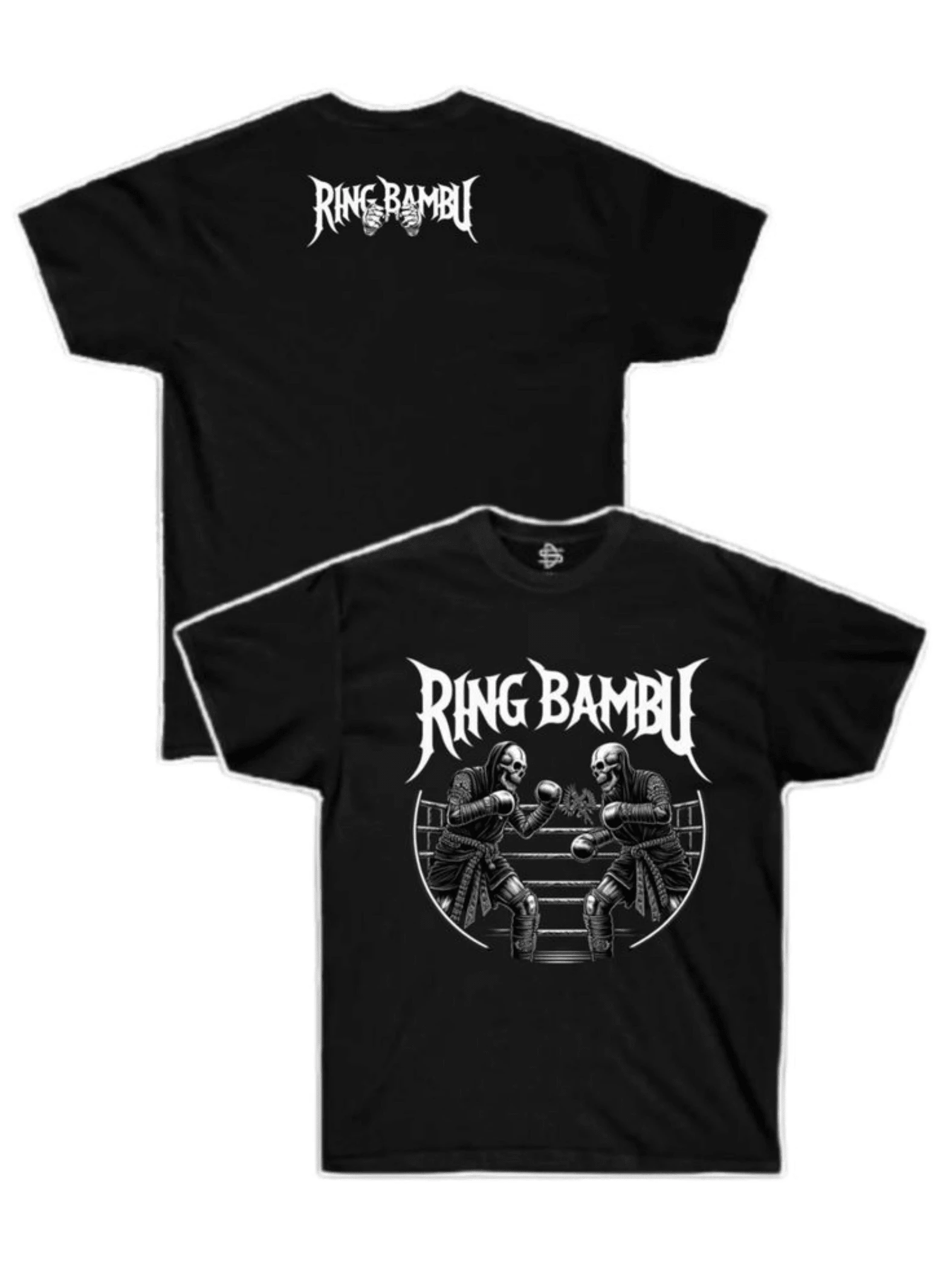 Two Skulls Facing Each Other In A Ring Symbolize The Eternal Struggle Between Life And Death With Strength And Courage. Double-Sided Men's T-Shirt - 白色 - 查看 1