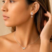 3pcs/Set Cubic Zirconia Flower & Butterfly Necklace And Earrings Jewelry Set, Gift For Women And Girls - Butterfly - View 6