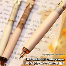 4PCS Retractable Neutral Pens, Minimalist Newspaper Print Barrel, CS Smooth Tip, Soft Grip, Ins Style, Stationery Set For Note-Taking, Homework, Exams, Gifts And Daily Writing - Sets - View 5