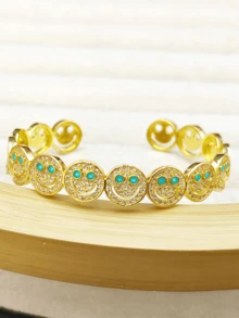 1pc Sweet Zirconia Inlaid Cartoon Multi-Color Open Bracelet For Women, All-Match Summer Accessory For Daily, Parties, Dates & Weddings - Cartoon - View 11