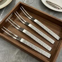 1/6/12pcs 304 Stainless Steel Fork Set, Polished Surface Tableware, Includes Small Forks And Fruit Forks, Suitable For Home, Restaurant, Kitchen, Daily Dining, Birthday Party And Holiday Gathering - Light Grey - View 4