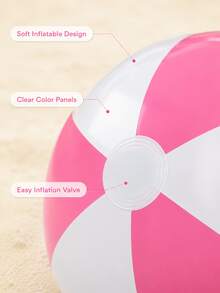 1pc Pink & White Inflatable Beach Ball, 40cm Before Inflation, 30cm After Inflation, Macaron Color Summer Beach Party Favor, Pool Party Decoration, Birthday Party Decor, Bachelorette Party Picnic Outdoor Water Play Accessory - Pink and White Inflatable Beach Balls - View 6