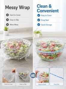 300PCS Disposable Elastic Bowl Covers, Stretch Food Covers For Plates, Bowls, Fruits, Salads And Leftovers, Clear Plastic Wrap Covers, Kitchen Storage Covers, Food Packaging Covers For Home, Picnic, Party And Daily Use - View 7