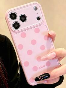 可愛極簡粉色波點糖果色手機殼，適用於 iPhone 17 Pro Max 17 Pro 17 16 Pro Max 16 Pro 16 15 Pro Max 15 Pro 15 14 Pro Max 14 Pro 14，可愛亮面果凍色防摔背蓋 - 淺粉色 - 查看 3