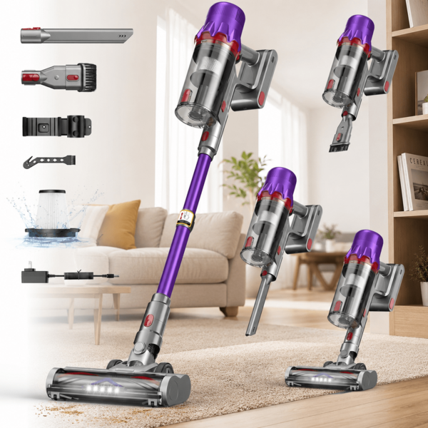 LYESS Cordless Vacuum Cleaner 45000Pa,Stick Vacuum Cleaner, Lightweight, Powerful Suction, Up To 55 Mins Runtime, Low Noise, Self-Standing, Rechargeable Vacuum Cleaners For Home, Hardwood Floor, Carpet Pet Hair, Home Essentials,Gift