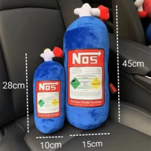 汽車座椅頸枕 NOS 一氧化二氮氣罐造型 柔軟毛絨頭枕靠墊 JDM 風格禮物 座椅靠背裝飾配件 - 彩色 - 查看 4