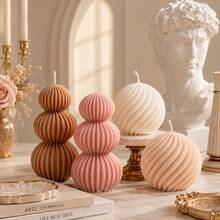 Zhonghui Mold 3D Swirl Ball Candle Silicone Mold, Ribbed Bubble Spiral Candle Mold For DIY Scented Candles, Resin, Soap, Plaster, Wedding And Home Decor Crafts - Geometry - View 3