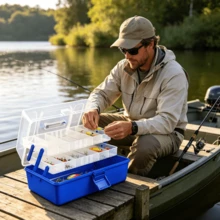 1 Piece Fishing Tackle Storage Box With Layered And Divided Compartments For Separate Storage Of Fishhooks And Lures; Transparent Flip Lid For Clear Visibility At A Glance - Multicolor - View 2