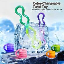 1pc New Temperature-Sensitive Twist Toy, Changes Into Multiple Shapes, Teen Stress Relief Toy, Crystal Color Twist Toy, Handheld Desktop Toy, Relieves Anxiety Anytime, Perfect For Outdoor, Office Stress Relief, Desktop Decoration, Classroom Prize, Party Gift And Holiday Gift! - Multicolor - View 3