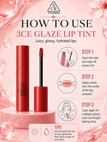 3CE Water Glow Lip Gloss #BREAK ME 5g, High Pigment, Buildable, Hydrating Without Drying, Brightens Complexion For Yellow Skin Tones - #BREAK ME - View 11