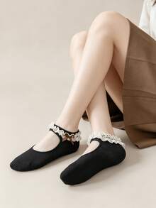 1/5 Pairs Summer Sweet Versatile Lace Trim Bow Boat Socks (Socks Without Board) - Multicolor - View 6