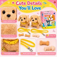 2PCS Cute Walking Toy Dogs With Leashes, Interactive Barking & Tail Wagging Plush Puppies, Soft Electronic Pet Toy Gift For Kids - Brown - View 9