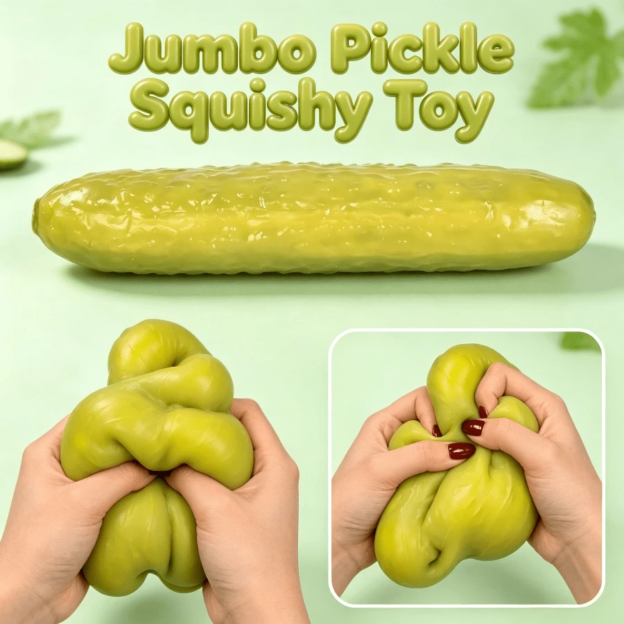 Giant Pickle Squeeze Toy, Soft Stretchable TPR Cucumber Stress Relief Toy, Highly Malleable, Relieves Anxiety And Stress, Funny Prank Prop, Suitable For Adults' Birthday, Halloween And Christmas Gifts