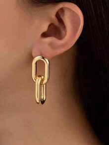 4 Pairs/Set Vintage Luxury Gold Floral Geometric Earrings Set, Premium Matte Metal Twisted Design Hoop Earrings, Suitable For Women's Daily Wear And Holiday Gatherings - 4 Pairs Of Gold - View 3