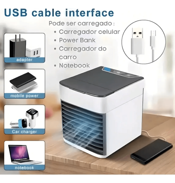 Mini Ar Condicionado Portátil Arctic Air Cooler Umidificador Climatizador Led Cor Branco 30W