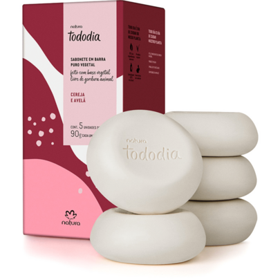 Natura Caja de Jabones en Barra 5 Unidades 90 g Cada Uno Tododia Varios Aromas Limpieza Purificante Textura Cremosa Ideal para Uso Diario