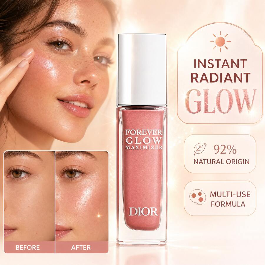 Christian Dior Givenchy Forever Glow Maximizer Liquid Highlighter, # Rosy, Luminous & Buildable Glow For Face & Body, 11ml - 白色 - 查看 1