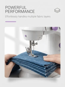 Beginner Multifunctional Mini Sewing Machine, Desktop Overlock & Thick Fabric Sewing, Automatic Thread Winding, Double Thread Sewing, Lightweight And Easy To Use, Suitable For Clothes, Pet Clothing & Handmade Crafts - Mauve Purple - View 6