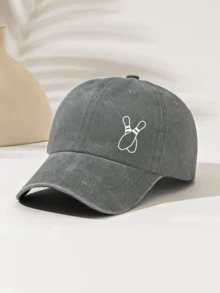 1pc Fashionable Minimalist Washed Baseball Cap With "Bowling Ball" Print Pattern, Gift For Family And Friends, Essential Fashion Item For Men And Women Suitable For Outdoor Sports - Washed Cap - View 7