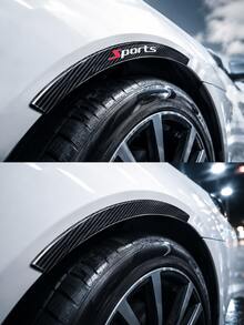 4pcs/Set Drip Glue Carbon Fiber Pattern PVC Material Car Wheel Arch Anti-Collision Strips, Carbon Fiber Appearance Fender Decorative Guard Strips, Universal Scratch-Resistant Body Protection, Car Exterior Accessories - A - View 2