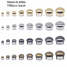 100入/包 10mm 金屬圓形四爪鉚釘 銀色皮革鉚釘 衣飾配件 包包 DIY - 多色 - 查看 9