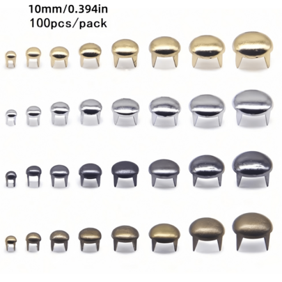 100 Pcs/Pack 10mm Metal Rivets Round Four-Claw Rivets Leather Silver Rivets Clothing Accessories Bags DIY