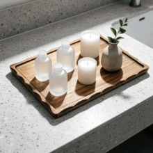 Khay gỗ hình chữ nhật ren sáng tạo cỡ lớn - Khay mặt bàn phòng tắm, khay trang điểm, khay đựng nước hoa, khay trang trí, giá đựng trang sức bằng gỗ, dùng để sắp xếp và trang trí nhà cửa, khay phòng tắm | Lựa chọn lưu trữ nhà cửa thanh lịch, trang trí nhà cửa, phụ kiện phòng tắm, Halloween/Ngày Các Thánh/Ngày Lễ Các Thánh - màu nâu - Xem 4