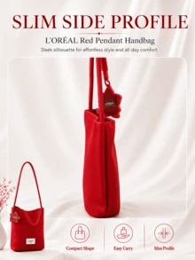 L’Oreal Paris L'Oreal 紅色吊飾手提包 8.5*8.5cm，花朵吊飾，柔軟布料，內部空間大，輕巧易清潔，適合個人使用與送禮 - 紅色 - 查看 8