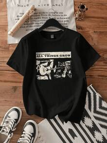 Guitarrista tocando bajo el mensaje inspirador Believe in all miracles All things grow camiseta de mujer casual moderna - Negro - Ver 1