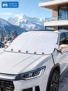 Pare-soleil de pare-brise avant de voiture, pare-soleil de pare-brise extérieur avec protection UV, rideau de soleil isolant thermique, couverture magnétique contre la neige, le givre et la glace, couverture de rétroviseur, imperméable et pliable toutes saisons, convient aux SUV et berlines, accessoires extérieurs de voiture - A - Voir 12