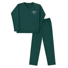 Men's Basic Embroidered Long Pajamas, Assorted Patterns, Sizes S To XL - Dark Green - View 2