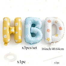 Printed HBD Letter Set, Floral Print Letter Foil Balloons, Suitable For Happy Birthday Party, Gift Giving, Shower, Anniversary, Background Decoration, Photo Prop Decoration. - View 6