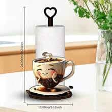 2D Flat Wooden Desktop Napkin Holder, Coffee Cup Creative Design, Restaurant Bar Kitchen Living Room Desktop Atmosphere Decor, Practical Paper Towel Storage Rack For Home, Aesthetic Desktop Organizer, Mother's Day Gift - Multicolor - View 3