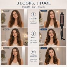 2-In-1 Heated Round Brush Curling Iron, 1.5 Inch Hot Comb, 30s Fast Heating, Volumizing Hair Styling Brush, Create Smooth Blowout Look, Root Lift, Natural Curls, Frizz Control, Women's Hair Styling Tool - Black - View 4