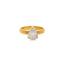 VKHK 1 pieza Anillo chapado en oro de 18K con circonita, adecuado para uso diario y bodas de mujeres, regalo - Multicolor - Ver 10