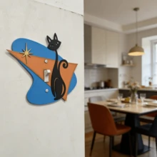 Pop Art Black Cat Switch Decorative Panel, Retro Modern Wall Decor, Modern Wall Art, Suitable For Various Room Types, Home Fun Atmosphere Decoration - A - View 4