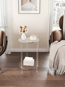 INS Style Transparent Acrylic Small Side Table, Premium Acrylic Beverage Table, Modern Minimalist Living Room Sofa Side Table, Small Apartment Mini Coffee Table, Martini Glass Display Table, Bedside Storage Table, Multi-Functional Transparent Storage Table, Living Room Bedroom Balcony Corner Side Table, Small Space Acrylic Table, Nordic Style Home Decor Display Table, Transparent C-Shaped Sofa Side Table, Coffee Cup Snack Tray Table, Suitable For Living Room, Bedroom, Study, Apartment, Studio Apartment, B&B, Hotel Leisure Area And More - Transparent - View 10
