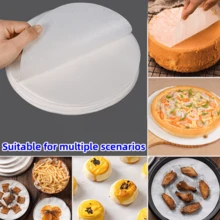 50片圓形蛋糕模具脫模襯紙，吸油烹飪紙，不沾矽膠烘焙墊紙，適用於居家與BBQ氣炸鍋廚房，氣炸鍋襯紙，開學季 - 白色 - 查看 10