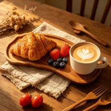 The Food Tray Made Of Moist Logs Is Suitable For Holding Sushi, Snacks, Fruits, Refreshments And Other Delicacies. Its Appearance Is Simple And Attractive, Creating A Natural Healing Dining Atmosphere, And Making Every Dish More Exquisite. - Maroon - View 1