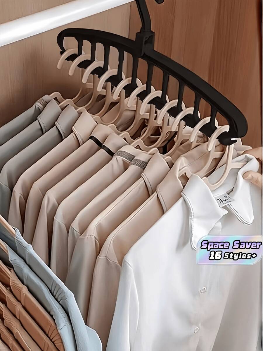 1 pieza Percha multifuncional ahorradora de espacio, organizador de armario de plástico, percha portátil y plegable para almacenamiento de armario, esencial de viaje - Multicolor - Ver 1