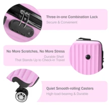 Premium 2-Piece Carry-On Luggage Set, Hard Shell Suitcase With Matching Vanity Case, Lightweight Travel Luggage With Spinner Wheels &Adjustable Handle - Pink - View 10