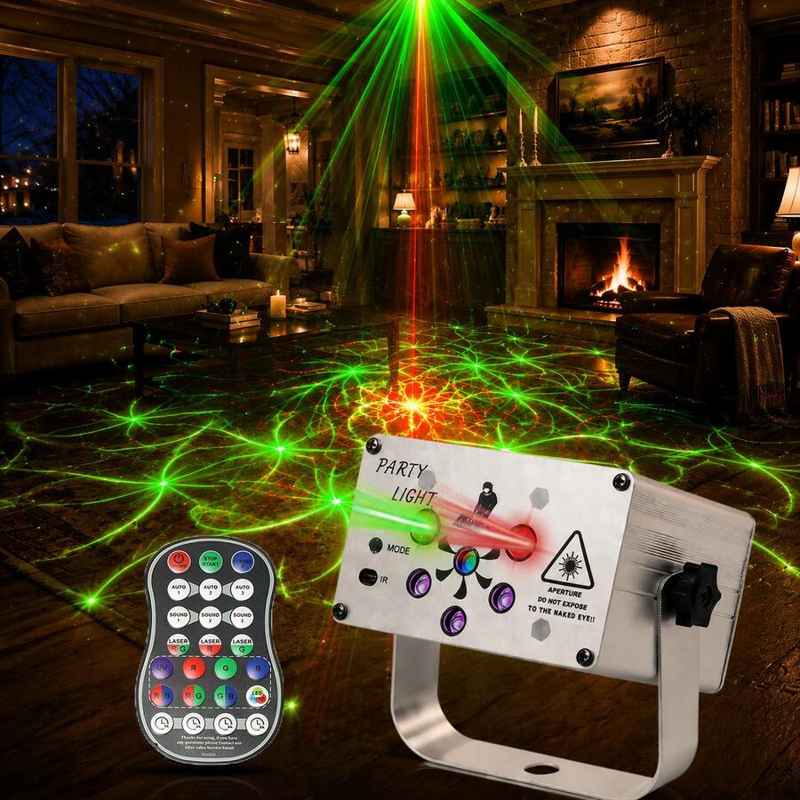 ضوء ليزر بتحكم صوتي USB، عرض ضوئي KTV ب- 6 ثقوب، ضوء مسرح، ضوء أجواء، ضوء إعلاني، مع جهاز تحكم عن بعد، مناسب لديكور الحفلات، الزفاف، هدية عيد الميلاد، عيد الميلاد، عيد الهالوين، الإضاءة التجارية، نادي الكاريوكي