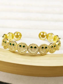 1pc Sweet Zirconia Inlaid Cartoon Multi-Color Open Bracelet For Women, All-Match Summer Accessory For Daily, Parties, Dates & Weddings - Cartoon - View 7