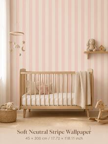 Soft Macaron Color Striped Self-Adhesive Wallpaper, Removable, 4 Colors Available, 17.72*118.11 Inches, Bedroom Living Room Decor - Multicolor - View 3