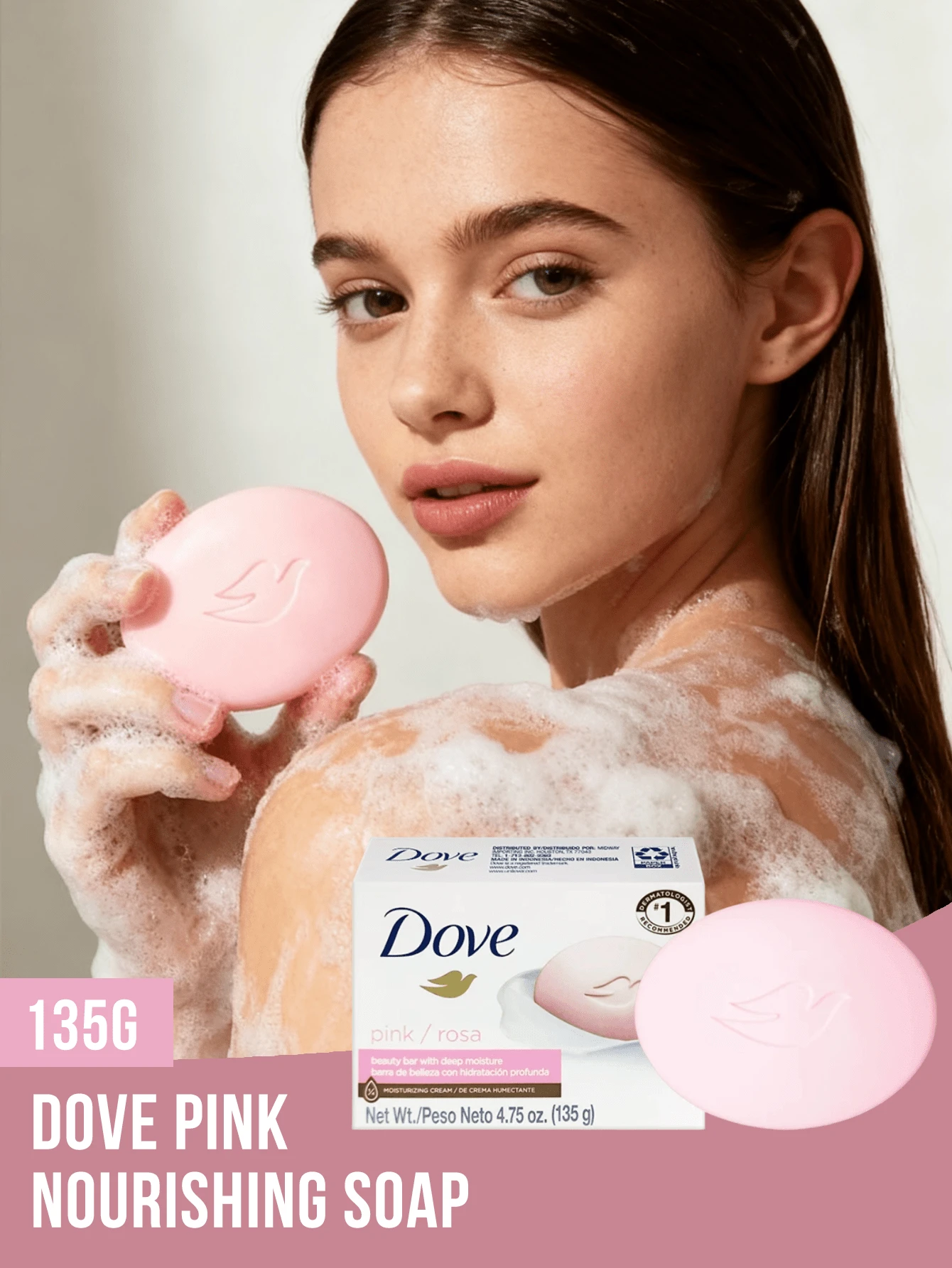 Dove 乳木果油與香草美容皂 90g,含 1/4 保濕乳霜,溫和清潔,泡沫濃密豐富,保濕滋潤不乾燥,適用於臉部、身體與手部洗滌,適合所有膚質 - 135g 粉色嫩膚滋養 - 查看 1