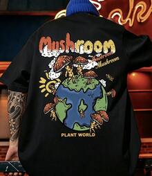 Manfinity LEGND Men's Slim Fit Crew Neck Short Sleeve T-Shirts With Earthy Summer Themed Graphic, Made Of Polyester - Hitam - View 1